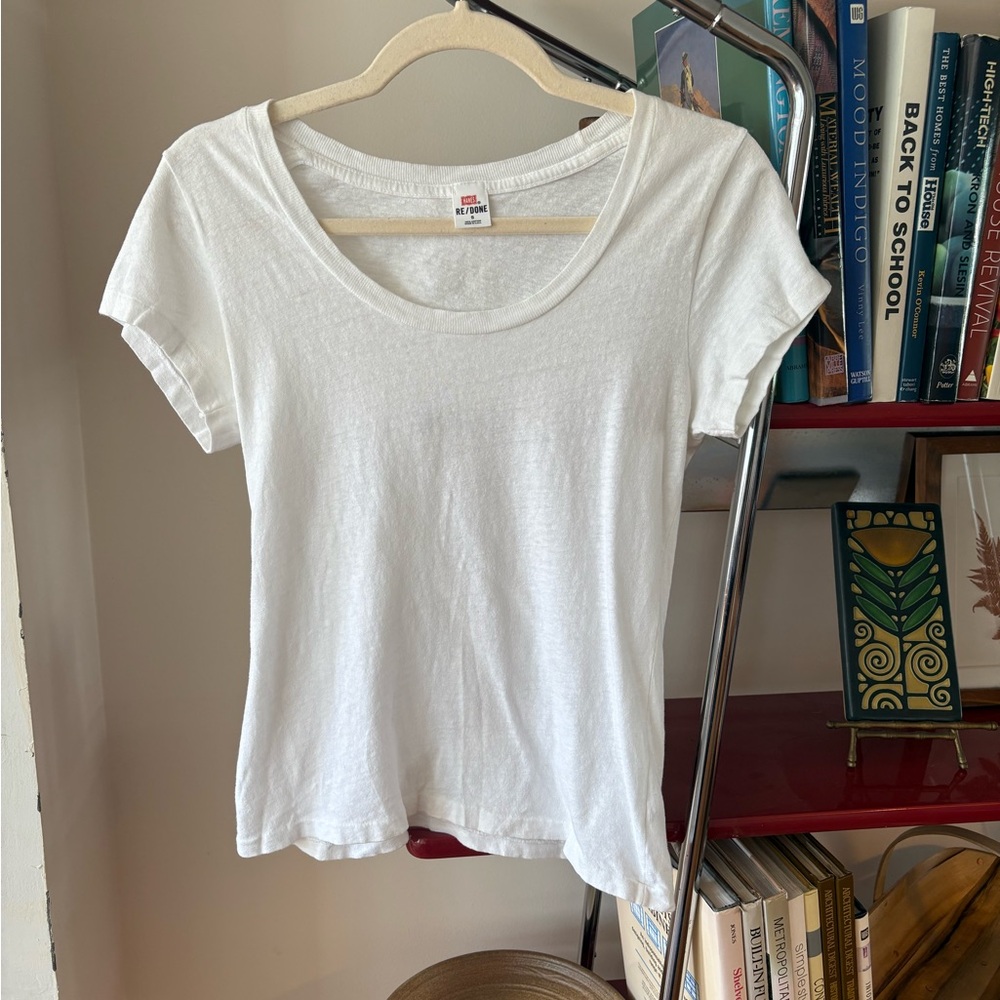 White T-Shirt by red done Hanes